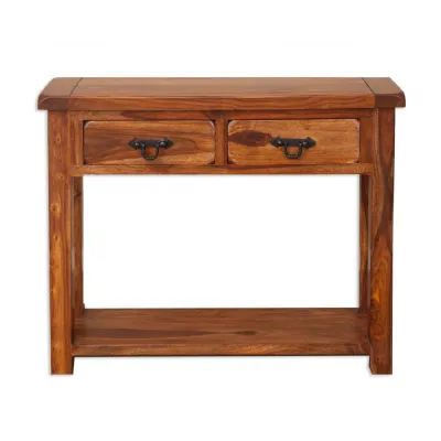 Traditional Dark Sheesham 2 Drawer Console Table