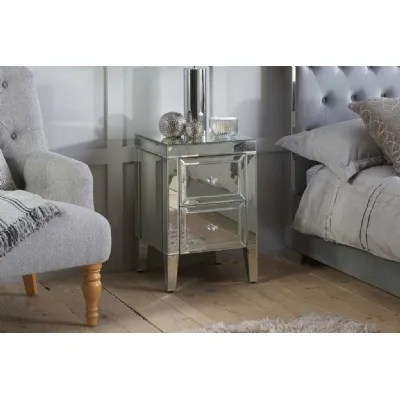 Mirrored 2 Drawer Bedside