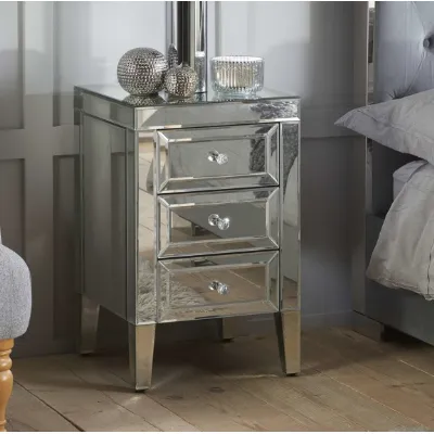 Mirrored 3 Drawer Bedside
