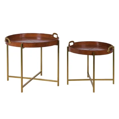 Jaipur Leather Set of 2 Tray Tables