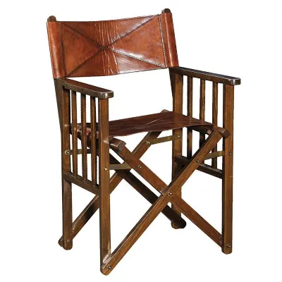 Antique Directors Tanned Leather Back Chair
