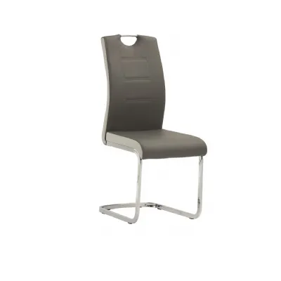 Grey and Light Grey Dual Tone Leather Effect Dining Chair