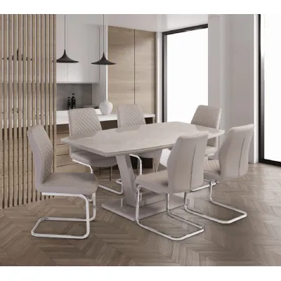 Latte Gloss Marble Effect Dining Table Geometric Base 1.6m