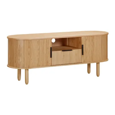 Oval Oak Sliding Door TV Media Entertainment Unit