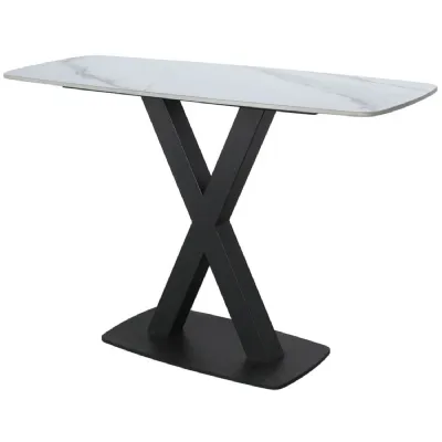 Console Table In White Stone