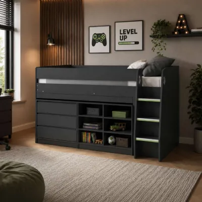 Vespa Mid Sleeper Bed With Desk Anthracite