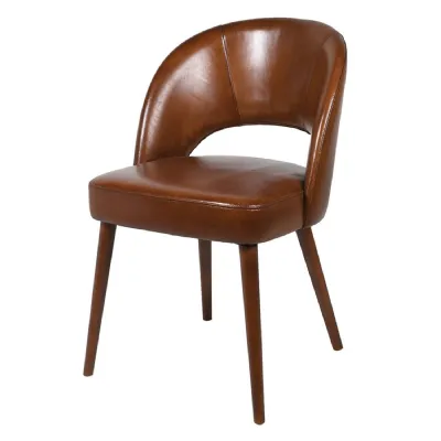 Tapered Vintage Leather Dining Chair