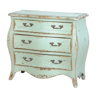 Etienne Shabby Chic Green Blue Small Painted 3 Drawer Chest Of Drawers