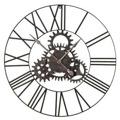 London Steampunk Industrial Large 90cm Round Metal Cogs Wall Clock