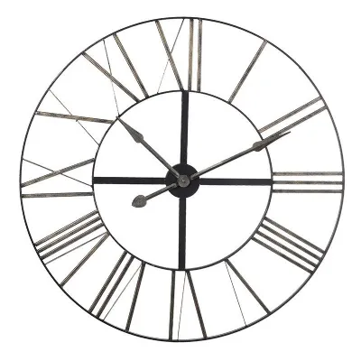 Traditional Large 90cm Steampunk Round Distressed Metal Wall Clock