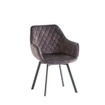 Graphite Velvet Swivel Dining Chair Black Metal Legs