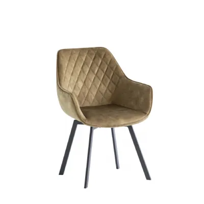 Green Velvet Swivel Dining Chair Black Metal Legs