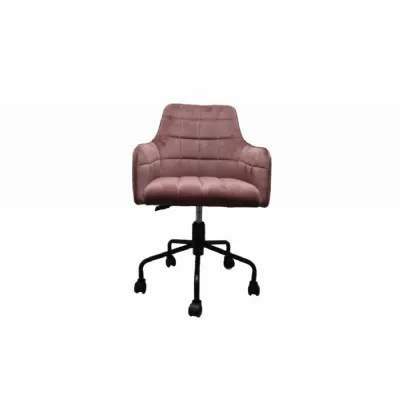 Modern Blush Pink Velvet Swivel Office Chair Black Base