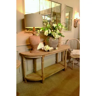 Traditional Mahogany Wood Large Console Table with Turned Pillar Legs