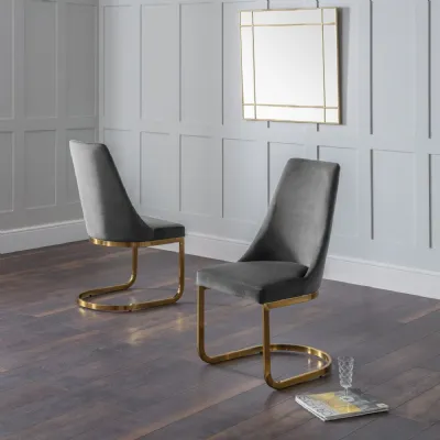 Set Of 2 Vittoria Cantilever Dining Chairs Grey