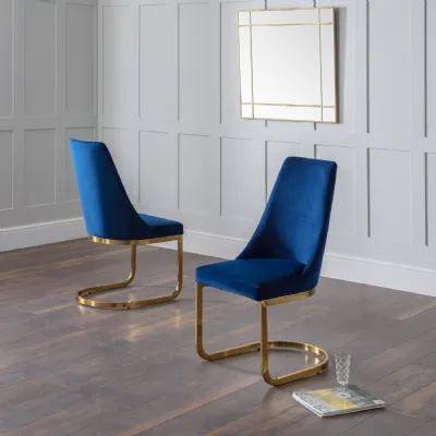 Set Of 2 Vittoria Cantilever Dining Chairs Blue