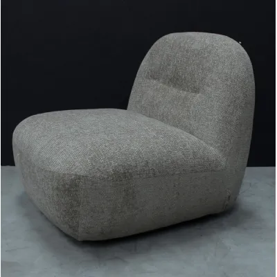 Modern Boucle Upholstered Stone Large Swivel Lounge Chair