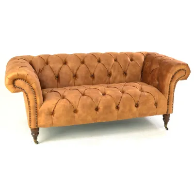 Gold Velvet Fabric Upholstered Buttoned and Pleated Chesterfield Sofa