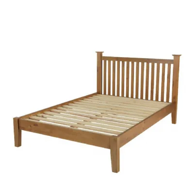 Traditional Style Solid Pine 5ft King Size Bed with Slatted Headboard