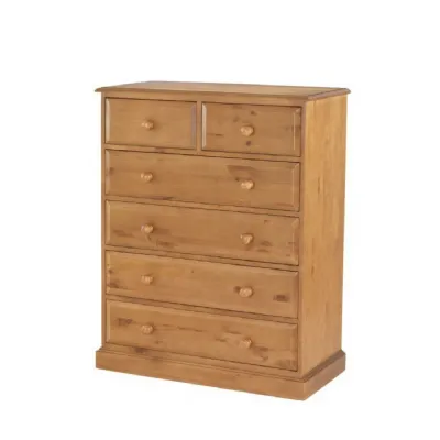 Traditional Style Natural Solid Pine Wood 6 Drawer Chest