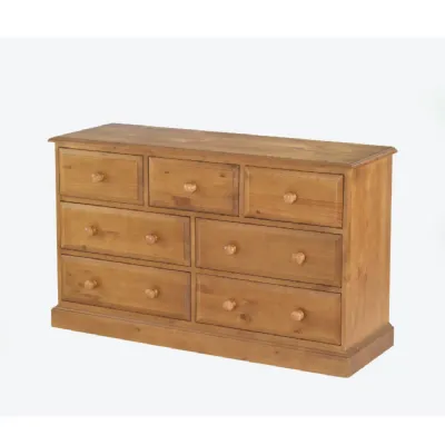 Traditional Style Natural Solid Pine Wood 3 Over 4 Chest of Drawers