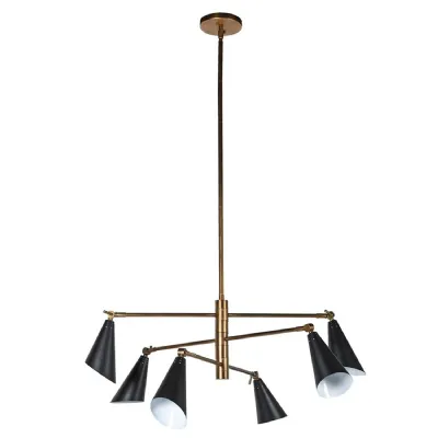 6 Bulb Black Shaded Chandelier