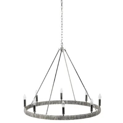 8 Bulb Silver Hoop Chandelier