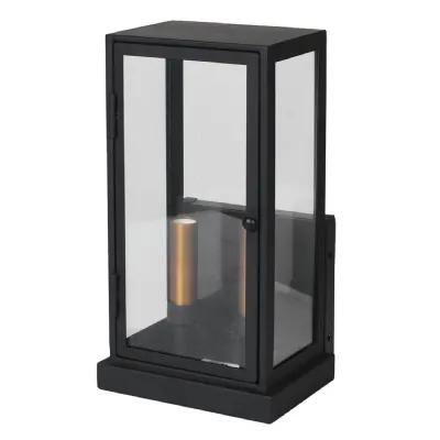 2 Bulb Black Box Outdoor Wall Light