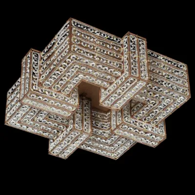Square Gold Flush Ceiling Light