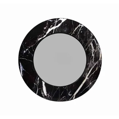 Marble Round Mirror Black