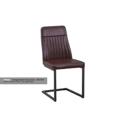Vintage Styled Brown PU Leather Dining Chair (Pack of Two)