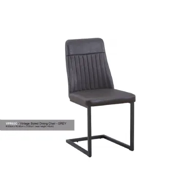 Vintage Styled Grey PU Leather Dining Chair (Pack of Two)