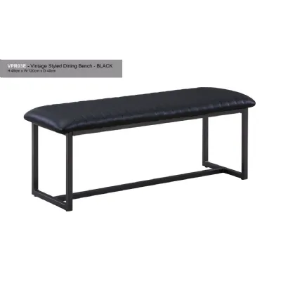 Vintage Styled Black PU Leather Dining Bench