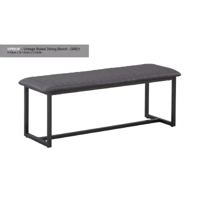 Vintage Styled Grey PU Leather Dining Bench