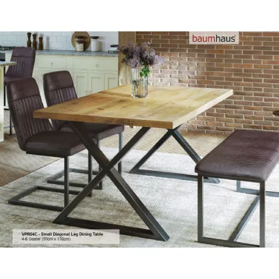 Urban Elegance Reclaimed SMALL (Diagonal Leg 95cm x 170cm top) 4 6 seater