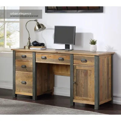 Urban Elegance Reclaimed Twin Pedestal Home Office Desk
