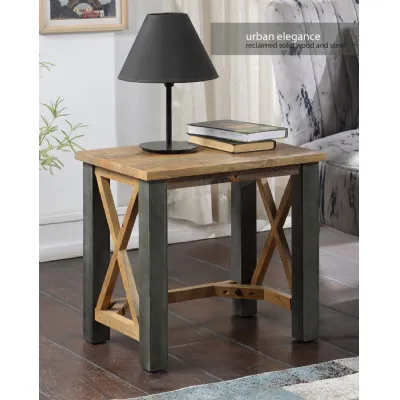 Urban Elegance Reclaimed Open Front Side Lamp Table