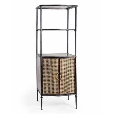 Black Metal Tall Shelving Unit with Cupboard Base