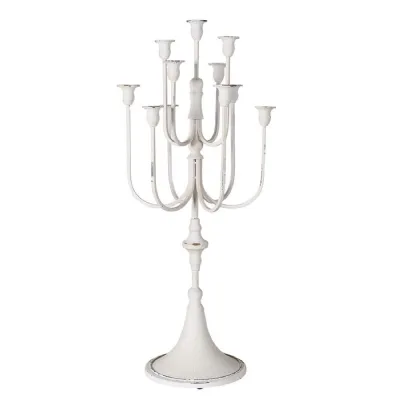 Distressed White 11 Arm Candelabra