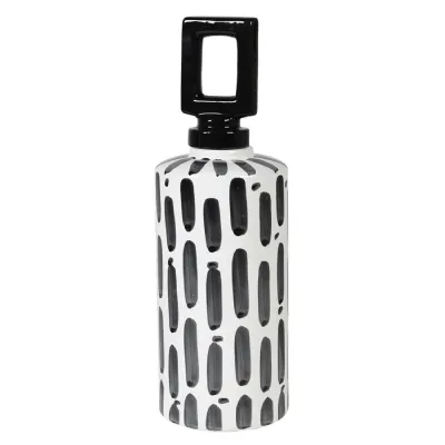 Black and White Square Lid Ceramic Jar