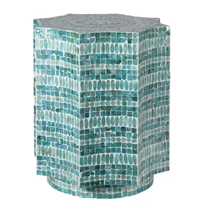 Turquoise Capiz Stool