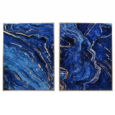 Set Of 2 Cobalt Marble Effect Panels