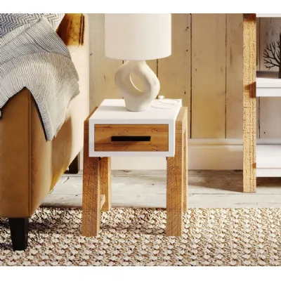 Trinity Reclaimed Open Side Table With One Drawer