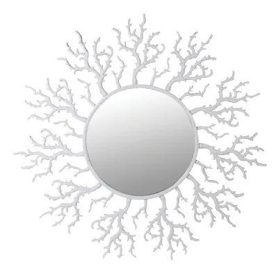 Large White Faux Coral Mirror
