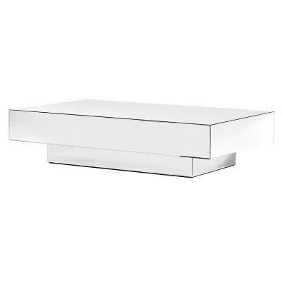 Large Modern Floating Mirrored Glass Coffee Table 150 x 90cm Rectangular