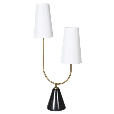 Twin Shade Marble Table Lamp with Shades