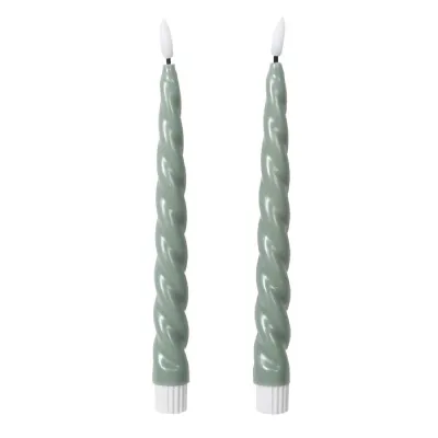 Set of 2 Twisted Sage LED Candles