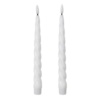Set of 2 Twisted White LED Candles