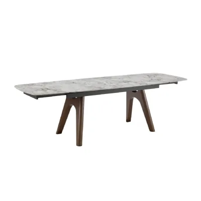 Grey Marble Effect Large Extending Dining Table 180 to 260cm