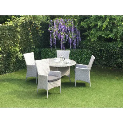 Victoria Luxury Rattan 4 Seat Round Dining Set